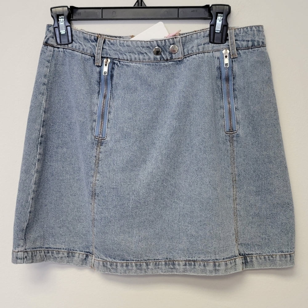 GB Gianni Bini Mini denim Jean Skirt Light Blue L